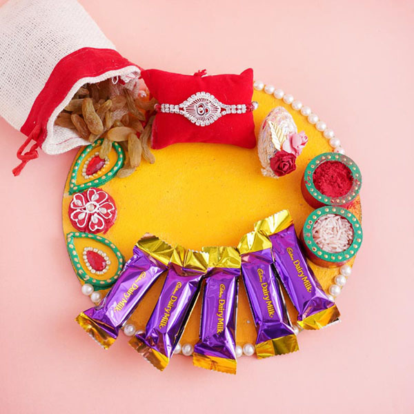 Fancy Rakhi with Puja Thali Combo
