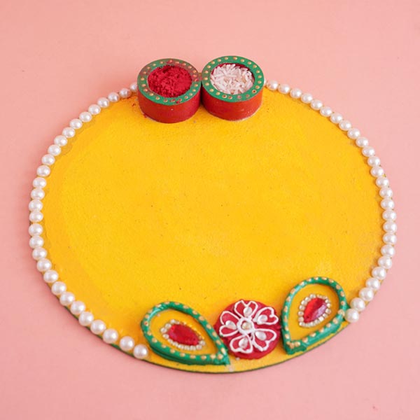 Fancy Rakhi with Puja Thali Combo