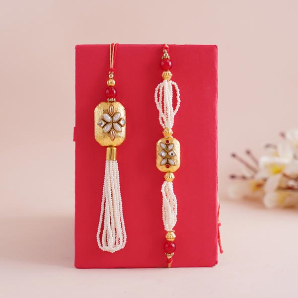 Designer Bhaiya Bhabhi Rakhi with Almond Potli