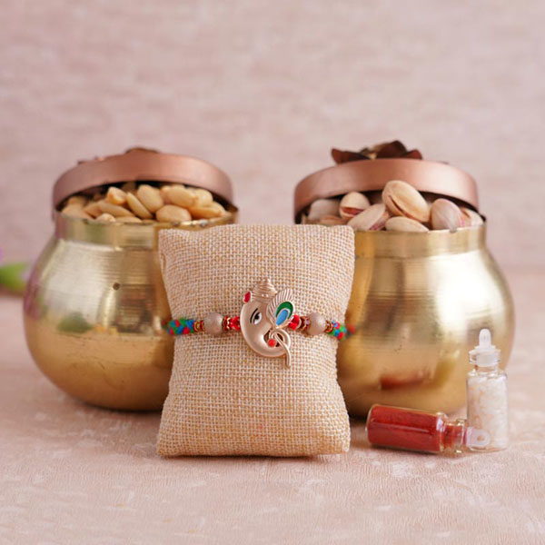 Ganesha Rakhi with Dryfruits Combo
