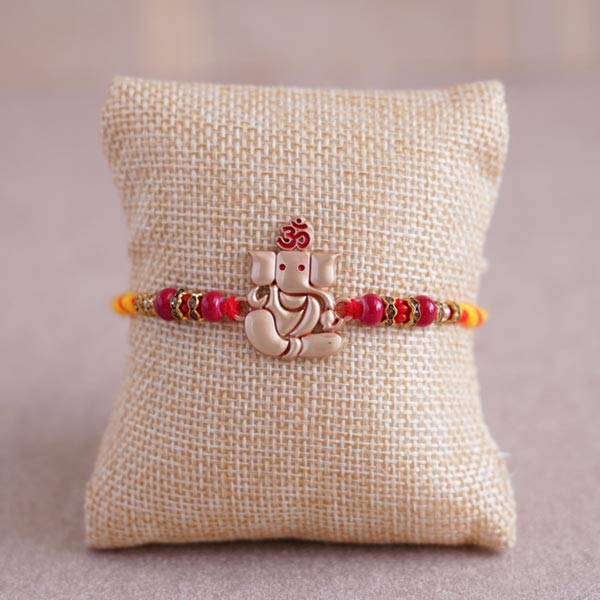 Ganesha Rakhi With Almonds and Puja Thali Combo