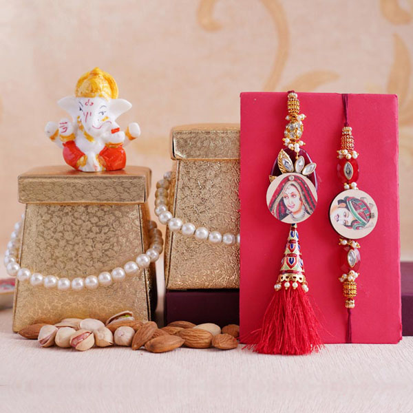 Ethnic Bhaiya Bhabhi Rakhi with Dryfruits