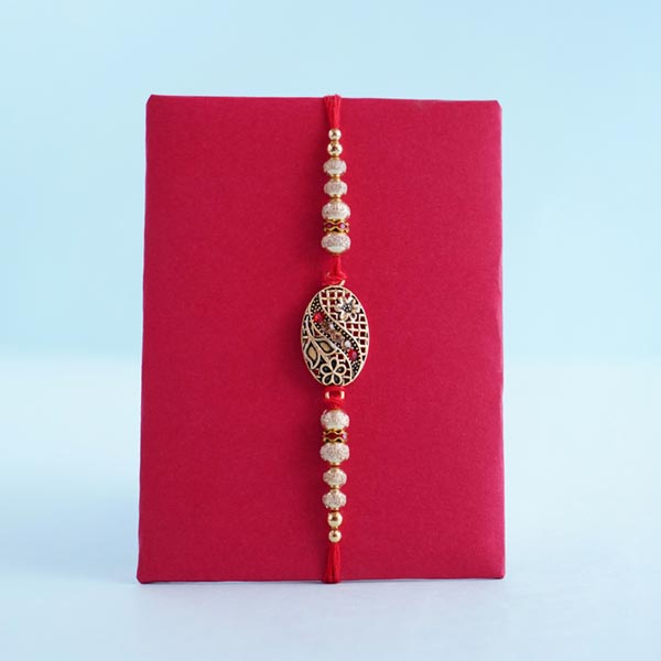 Antique Golden Rakhi with Jade Plant Combo