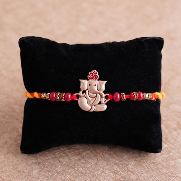 Silver Ganesha Rakhi with Jade Plant Combo