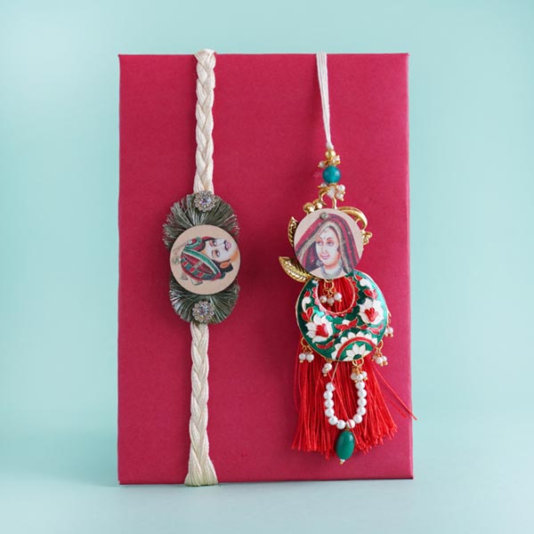 Bhaiya Bhabhi Rakhi with Silver Tray and Dryfruits