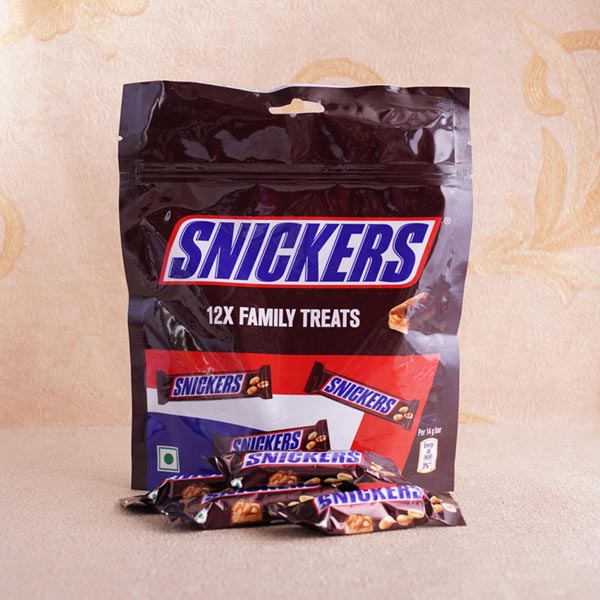 Designer Rakhi with Lucky Bamboo and Snicker Chocolate