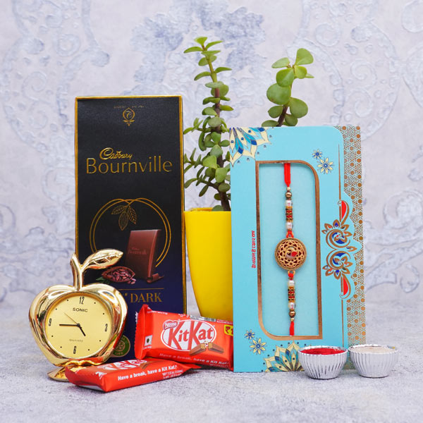 Antique Rakhi with Jade Plant Hamper