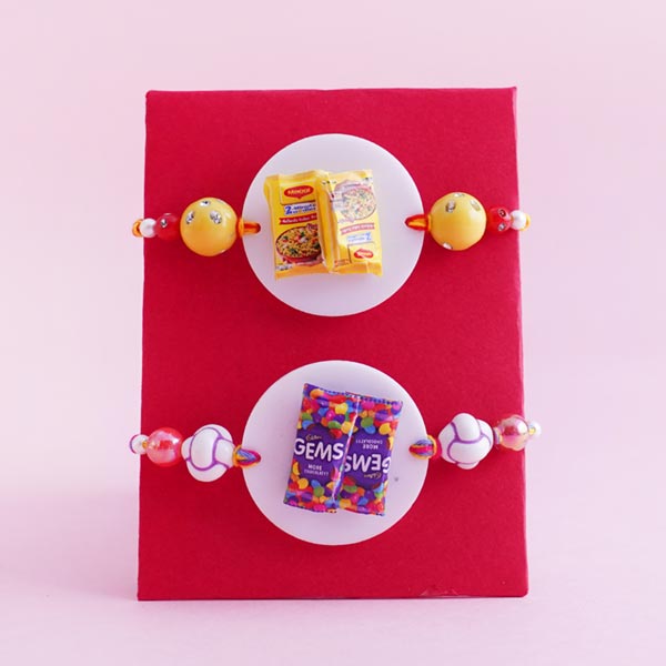 Two Foodie Rakhi With Chocolates