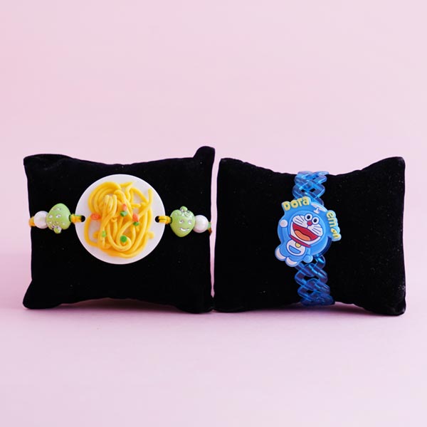 Two Kids Rakhi with Chocolates and Cookies