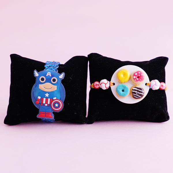 Foodie Rakhi and Superhero Rakhi Hamper