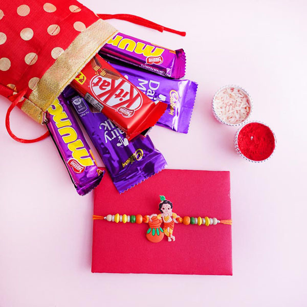 Little Krishna Rakhi with Chocolates