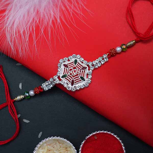 Floral Silver Rakhi