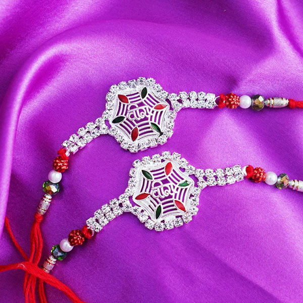 Two Veera Silver Rakhi Sets