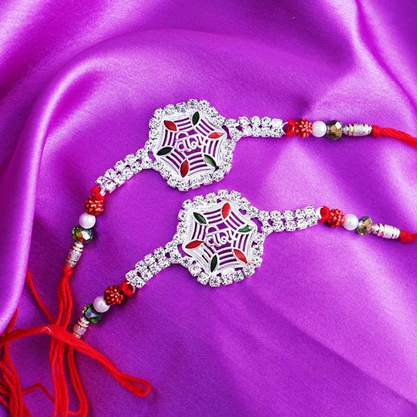 Two Veera Silver Rakhi Sets