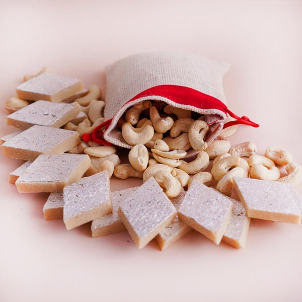 Two Designer Rakhi with Sweets Hamper
