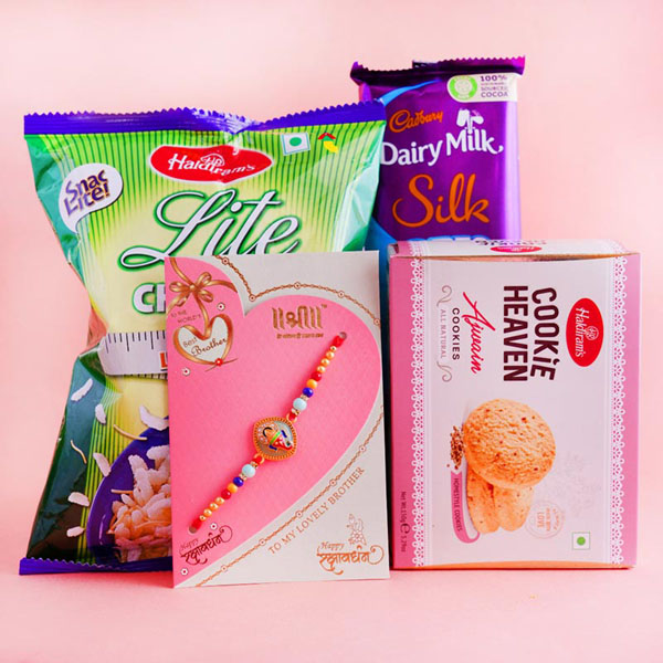 Designer Rakhi with Snacks Hamper