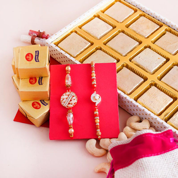 Two Golden Rakhi Hamper for Brothers