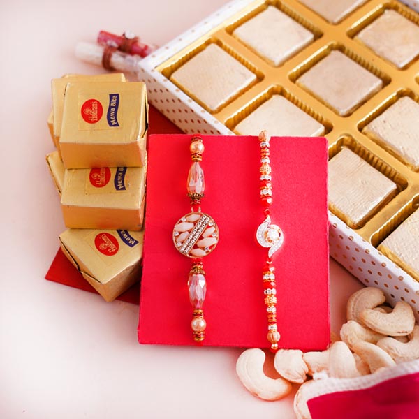 Two Golden Rakhi Hamper for Brothers