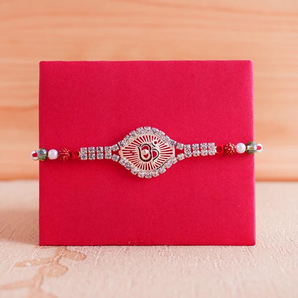 Silver Rakhi with Lucky Bamboo and Kaju Barfi