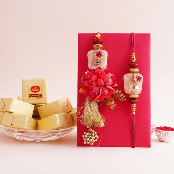 Flower Lumba Rakhi Set with Choco Bites