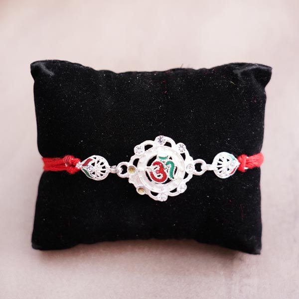 Personalized Silver Rakhi with Chocolate Combo
