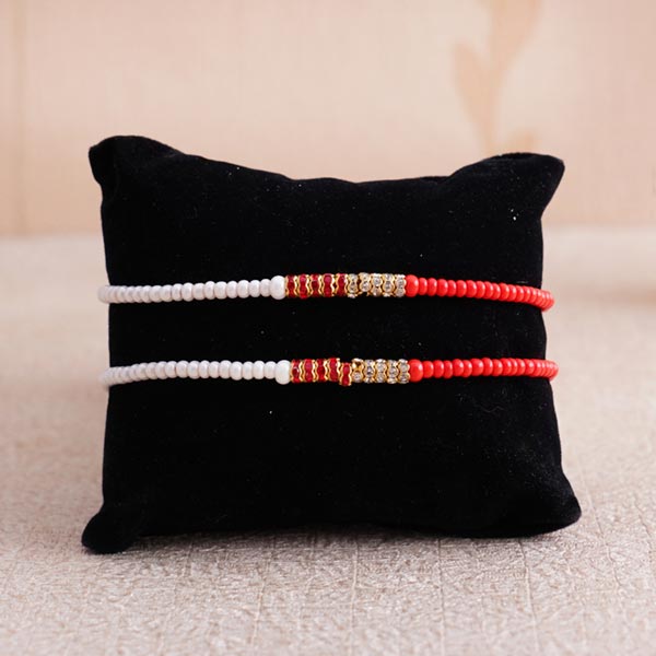 Two Fancy Rakhi with Greeting Card Combo