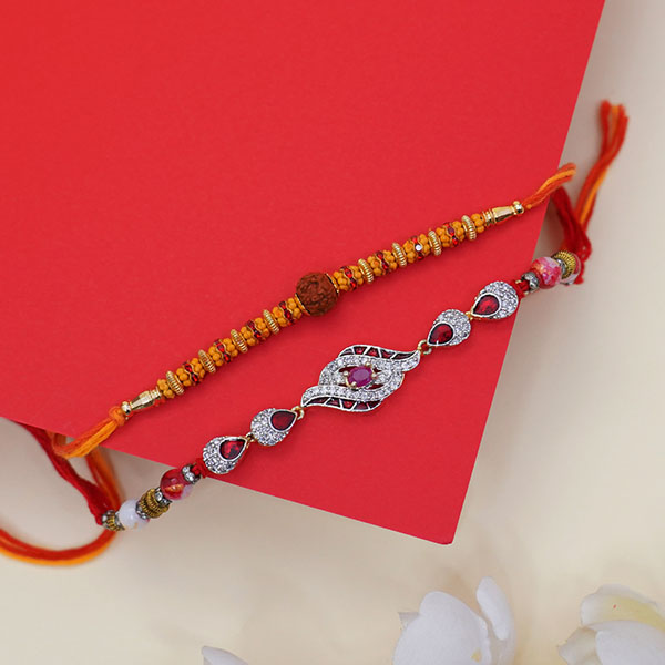 Rudraksha Rakhi N AD Rakhi with Chocolate Box
