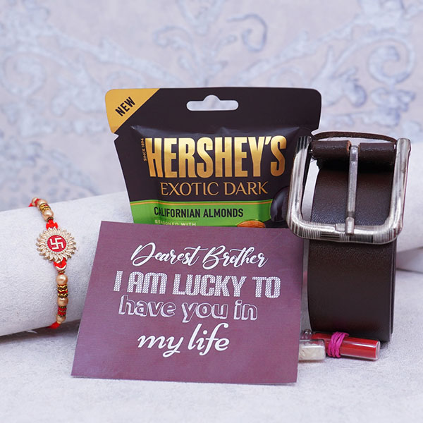 Rakhi with Men’s Belt N Chocolate Pack