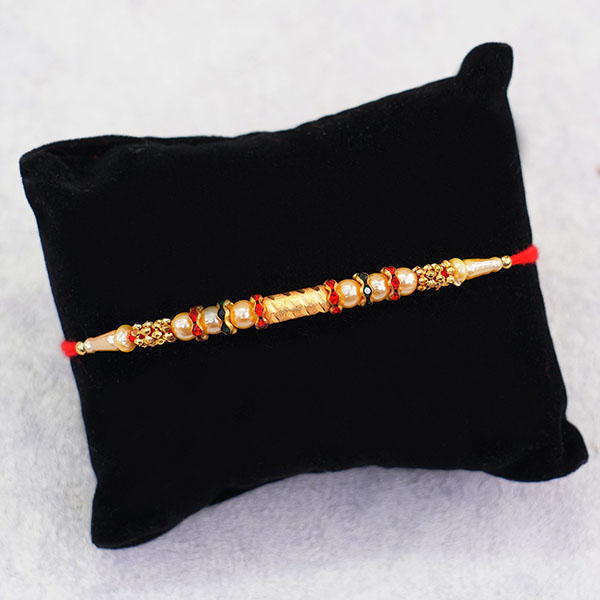 Designer Rakhi with Bottle N Message Card Gift Pack