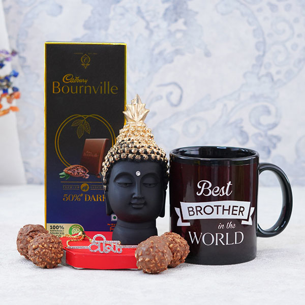 Veera Bracelet Rakhi with Chocolates N Buddha Statue