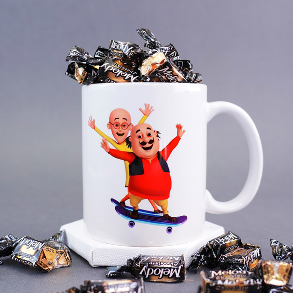 Motu Patlu Kids Rakhi with Mug Combo