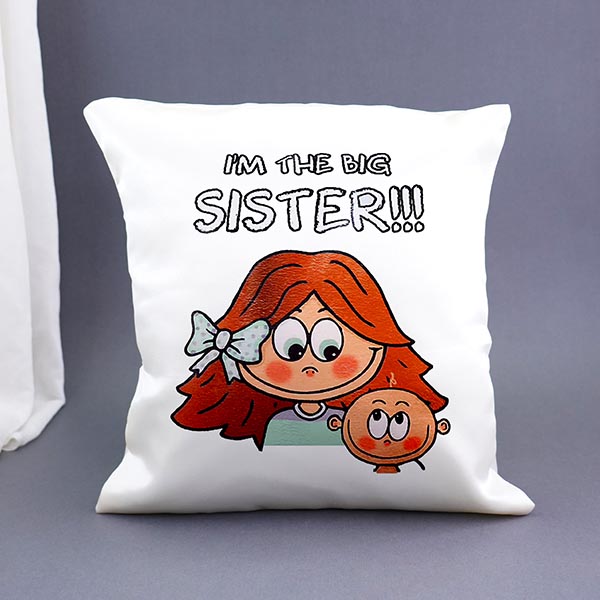 I am the Big Sister Cushion with Rakhi Combo