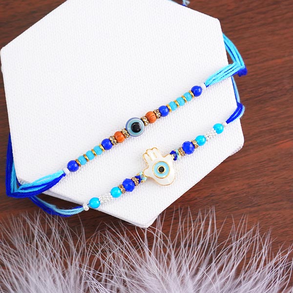 Pair of Evil Eye Rakhis with Dry Fruits