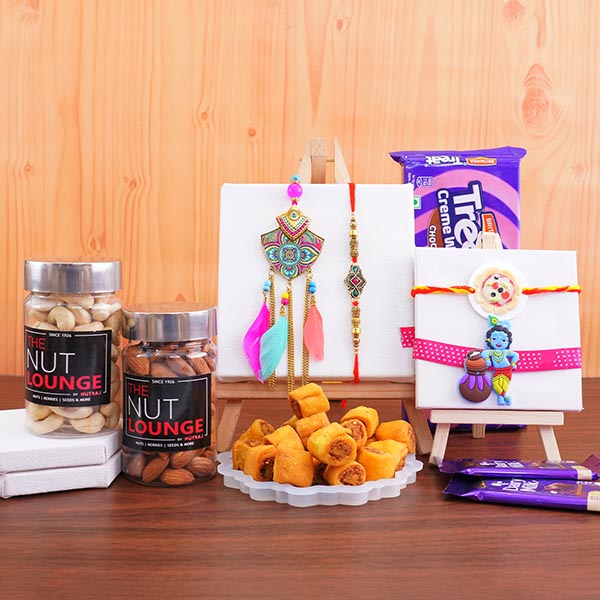 Family Rakhi Set with The Nut Lounge Dry Fruits