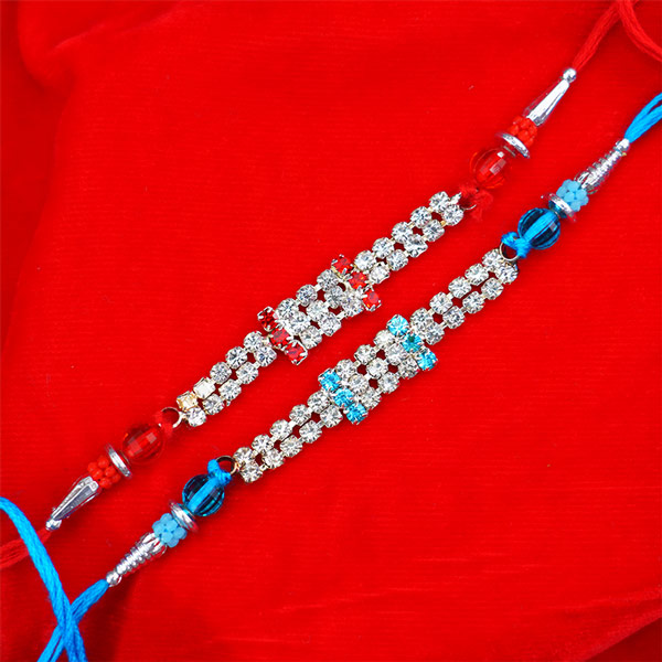Two Designer Stone Rakhi for Brothers