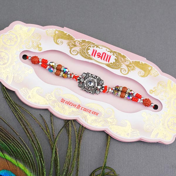 Antique Rakhi with Haldirams Dry Fruits Laddu