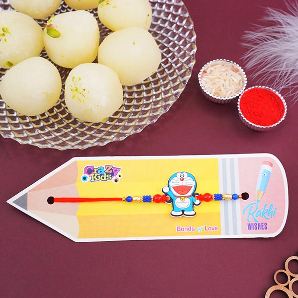 Doraemon Rakhi with Sweets for Little Brother