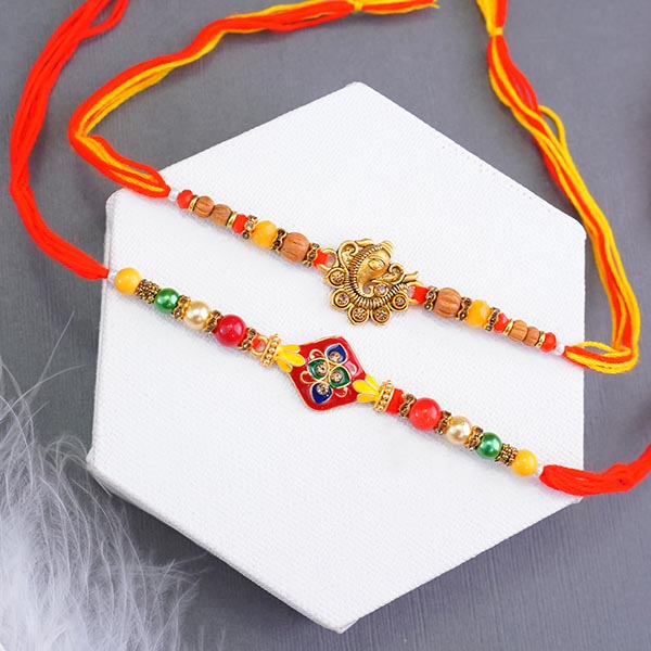 Set of Five Rakhis with Kaju Katli Gift Pack