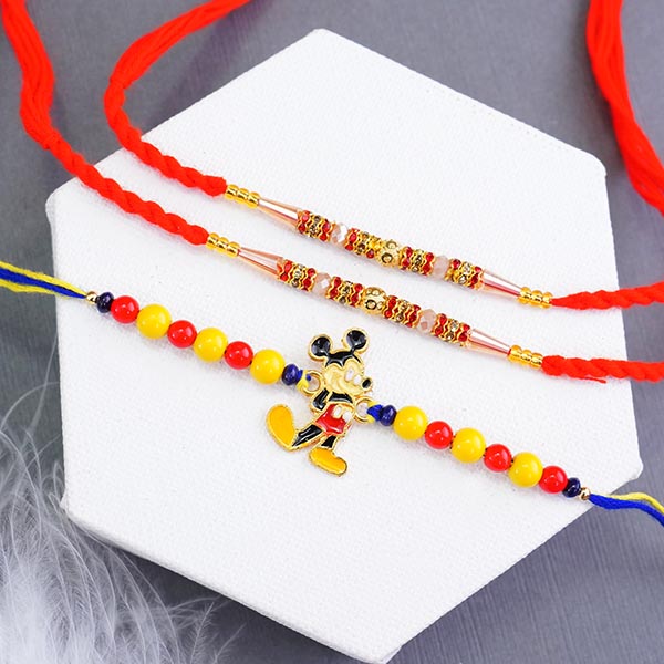 Set of Five Rakhis with Kaju Katli Gift Pack