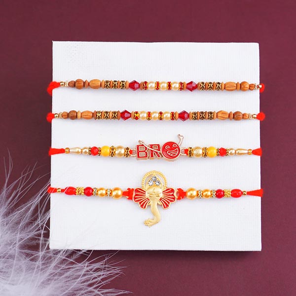 Pearl N Golden Rakhi Gift Hamper for Brothers