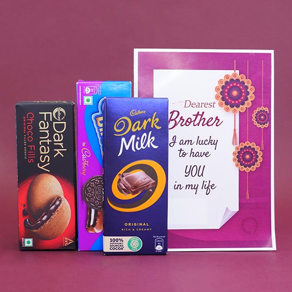 Pearl N Golden Rakhi Gift Hamper for Brothers