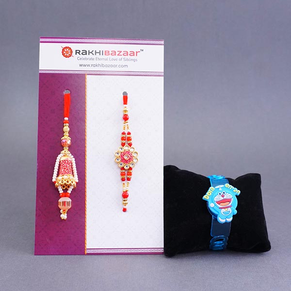 Couple Rakhi N Kids Rakhi with Puja Thali Combo