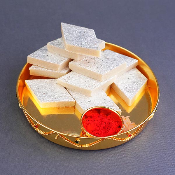 Couple Rakhi N Kids Rakhi with Puja Thali Combo