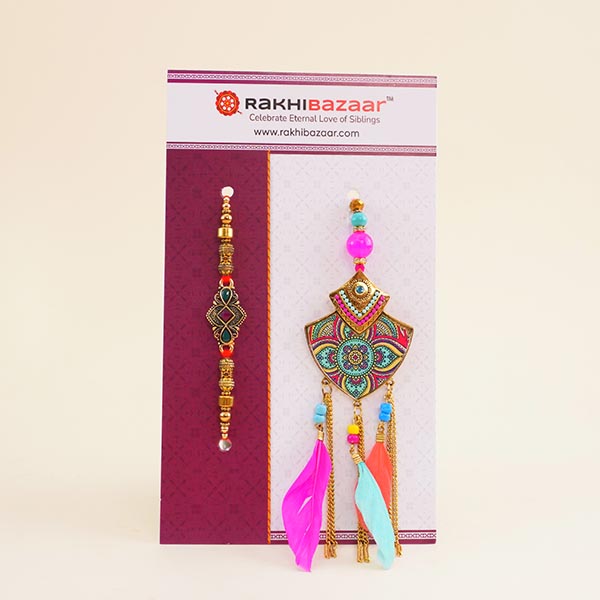 Doraemon Kids Rakhi N Couples Rakhi with Puja Thali Gift Hamper