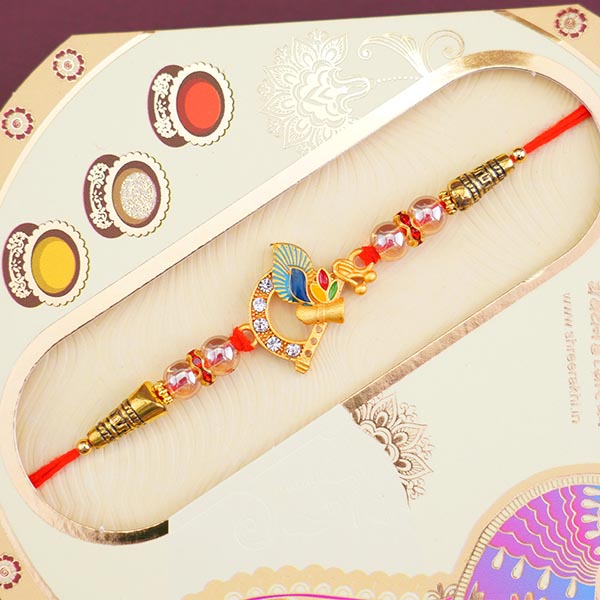 Sacred Krishna Feather Rakhi with Chocolates Gift Pack