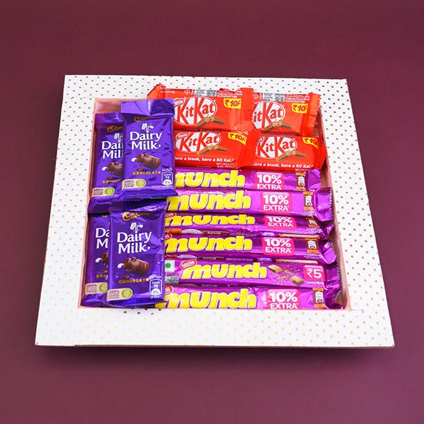 Sacred Krishna Feather Rakhi with Chocolates Gift Pack