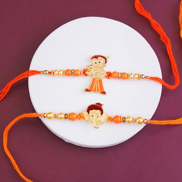Kids Ganesha Rakhi N Chhota Bheem Rakhi with Chocolates