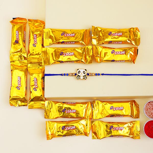 Adorable Panda Rakhi with Chocolates for Kids