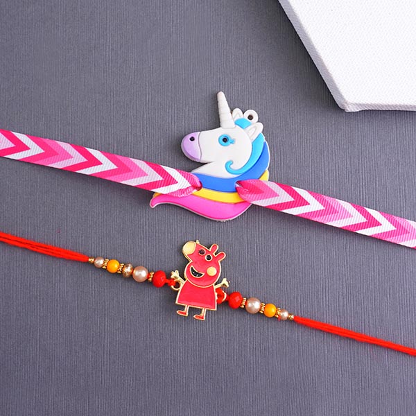 Peppa Pig Rakhi N Unicorn Rakhi with Mugs Gift Hamper