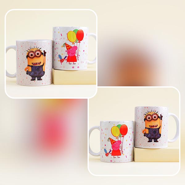 Minion Rakhi N Peppa Pig Kids Rakhi with Mugs Gift Hamper